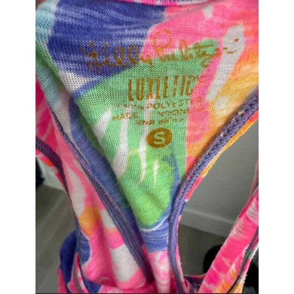 LILLY PULITZER Luxetic Neon Floral Tank Top Size Small - Picture 6 of 6